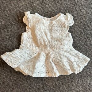 Ralph Lauren White Eyelet lace peplum 9M top